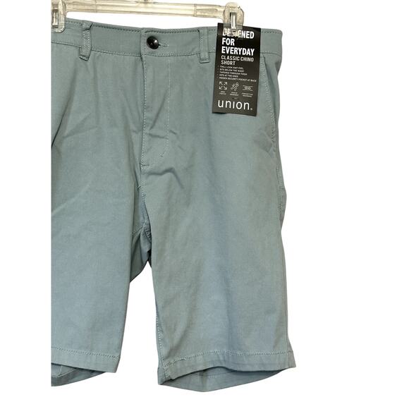 Union Men's Blue/Green Chino Twill Shorts Comfort Flex 32 NWT - Picture 3 of 9